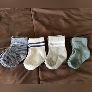 Set of Eight Baby Socks in Blue, White, Gray, and Green, mostly unworn!
